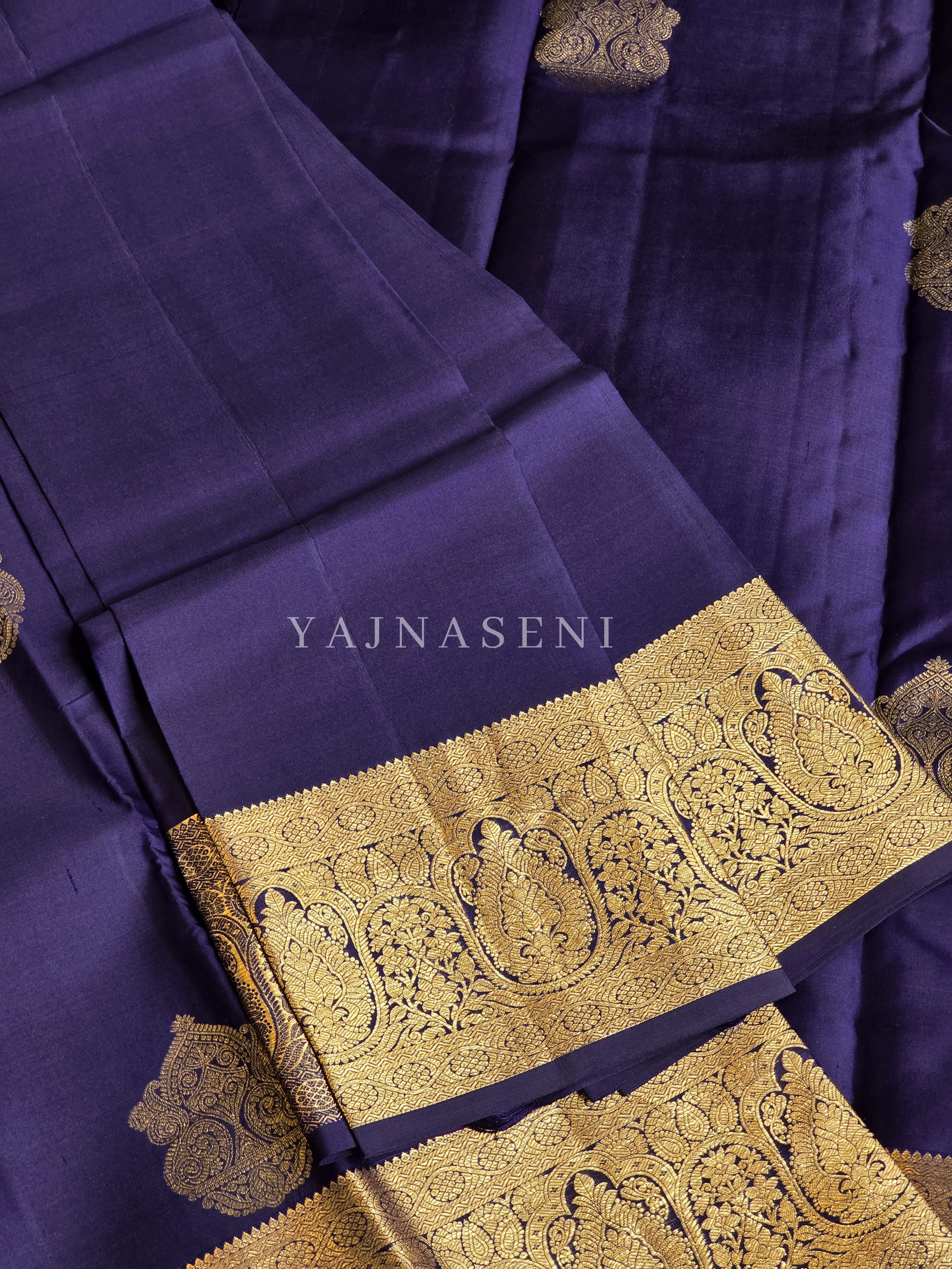 MIDNIGHT MAJESTY - Pure Kanjivaram Silk Saree with Gold Zari