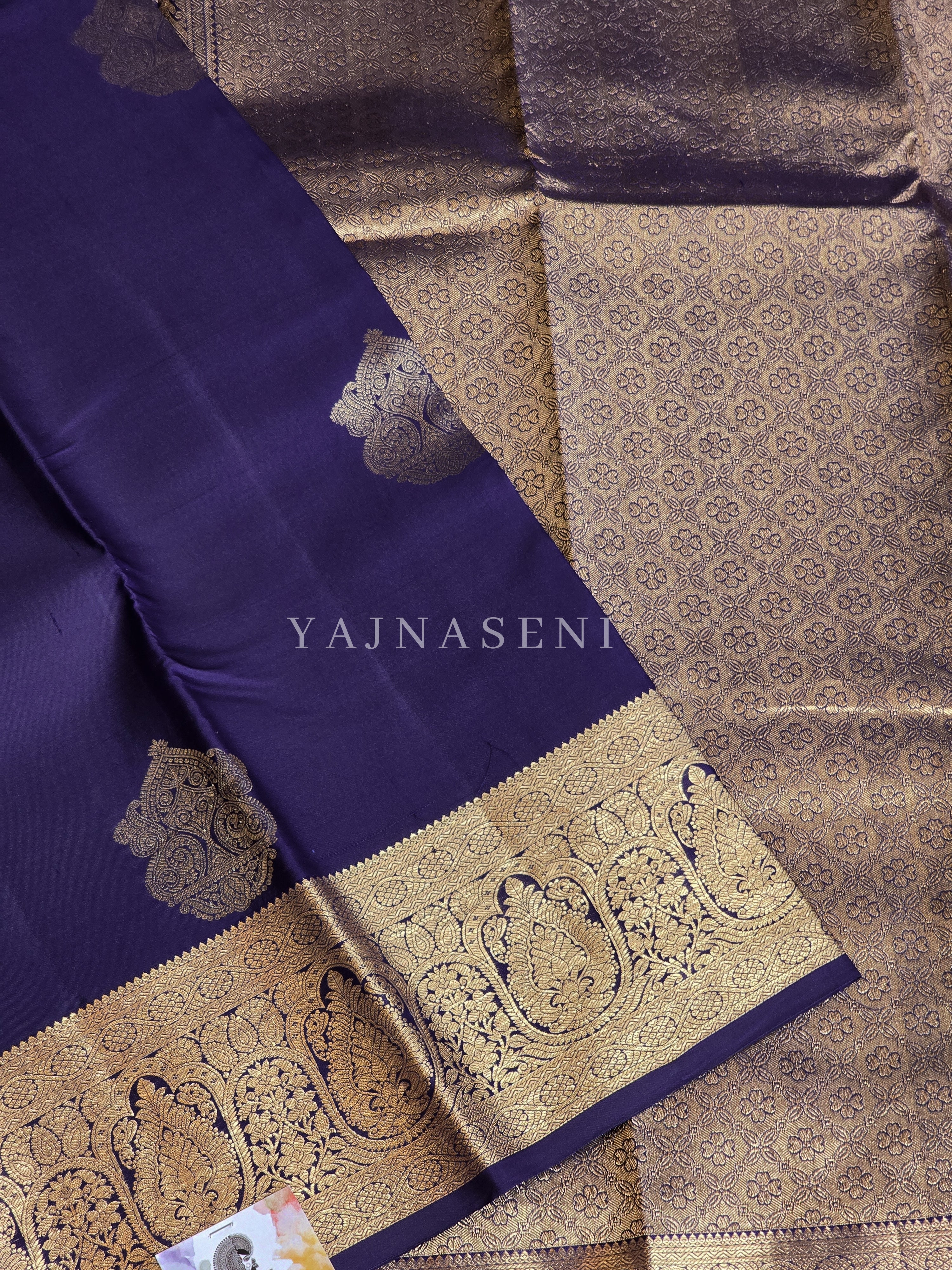 MIDNIGHT MAJESTY - Pure Kanjivaram Silk Saree with Gold Zari