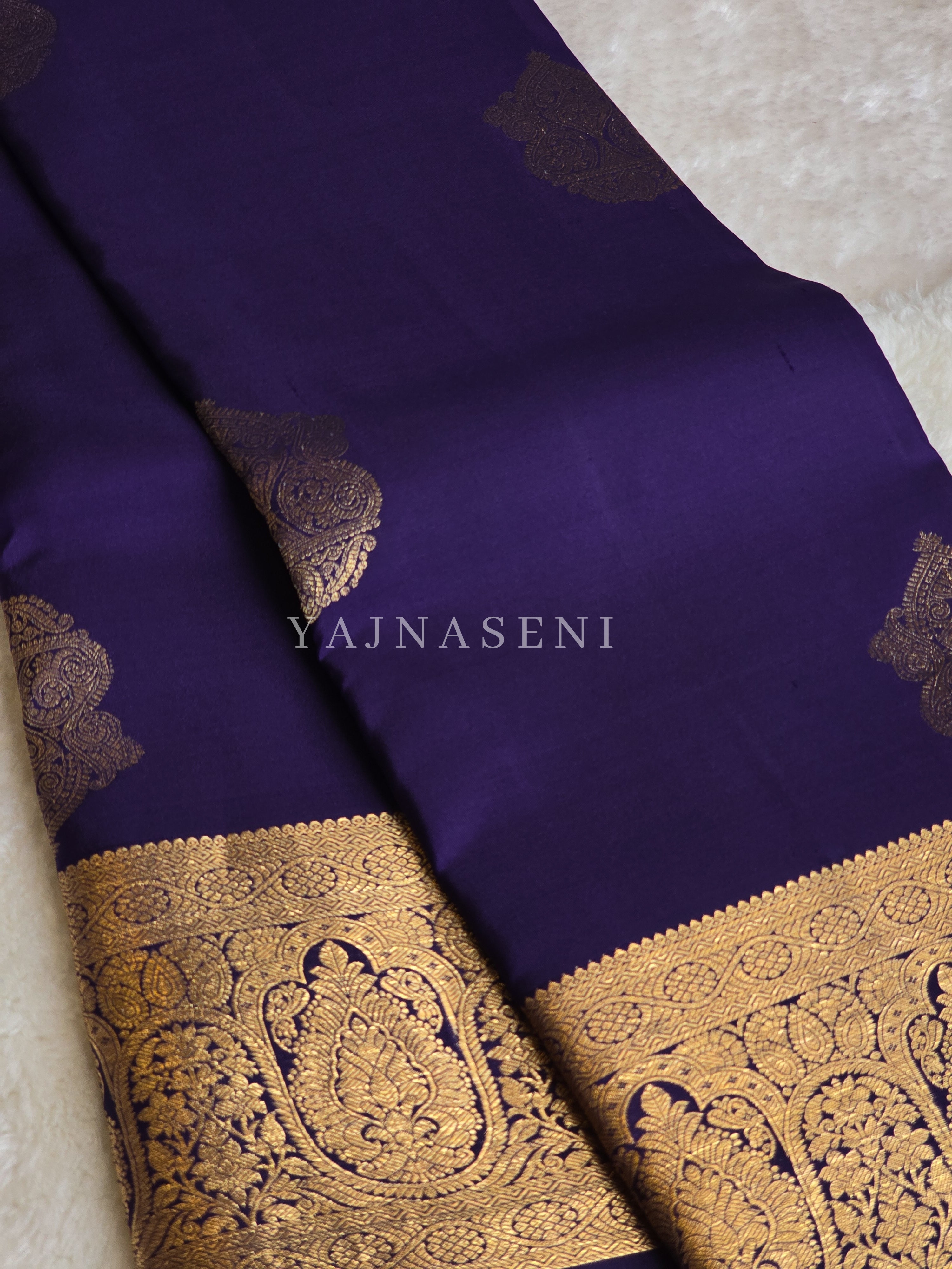 MIDNIGHT MAJESTY - Pure Kanjivaram Silk Saree with Gold Zari