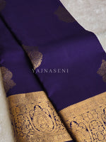 Load image into Gallery viewer, MIDNIGHT MAJESTY - Pure Kanjivaram Silk Saree with Gold Zari
