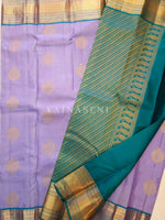 Load image into Gallery viewer, Lavender x Teal - Pure Kanjivaram Silk Saree with Gold Zari
