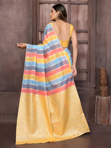 Linen Striped Saree : Multicolour