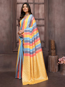 Linen Striped Saree : Multicolour