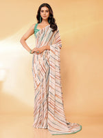 Load image into Gallery viewer, Georgette x Leheriya Print Saree : Light Brown
