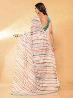 Load image into Gallery viewer, Georgette x Leheriya Print Saree : Light Brown
