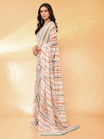 Load image into Gallery viewer, Georgette x Leheriya Print Saree : Light Brown
