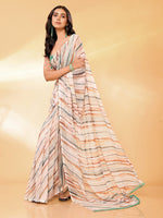 Load image into Gallery viewer, Georgette x Leheriya Print Saree : Light Brown
