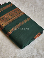 Load image into Gallery viewer, Kalyani Cotton Saree - Copper Zari : Deep Green
