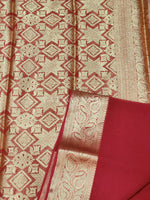 Load image into Gallery viewer, Semi georgette saree x brocade blouse : Red

