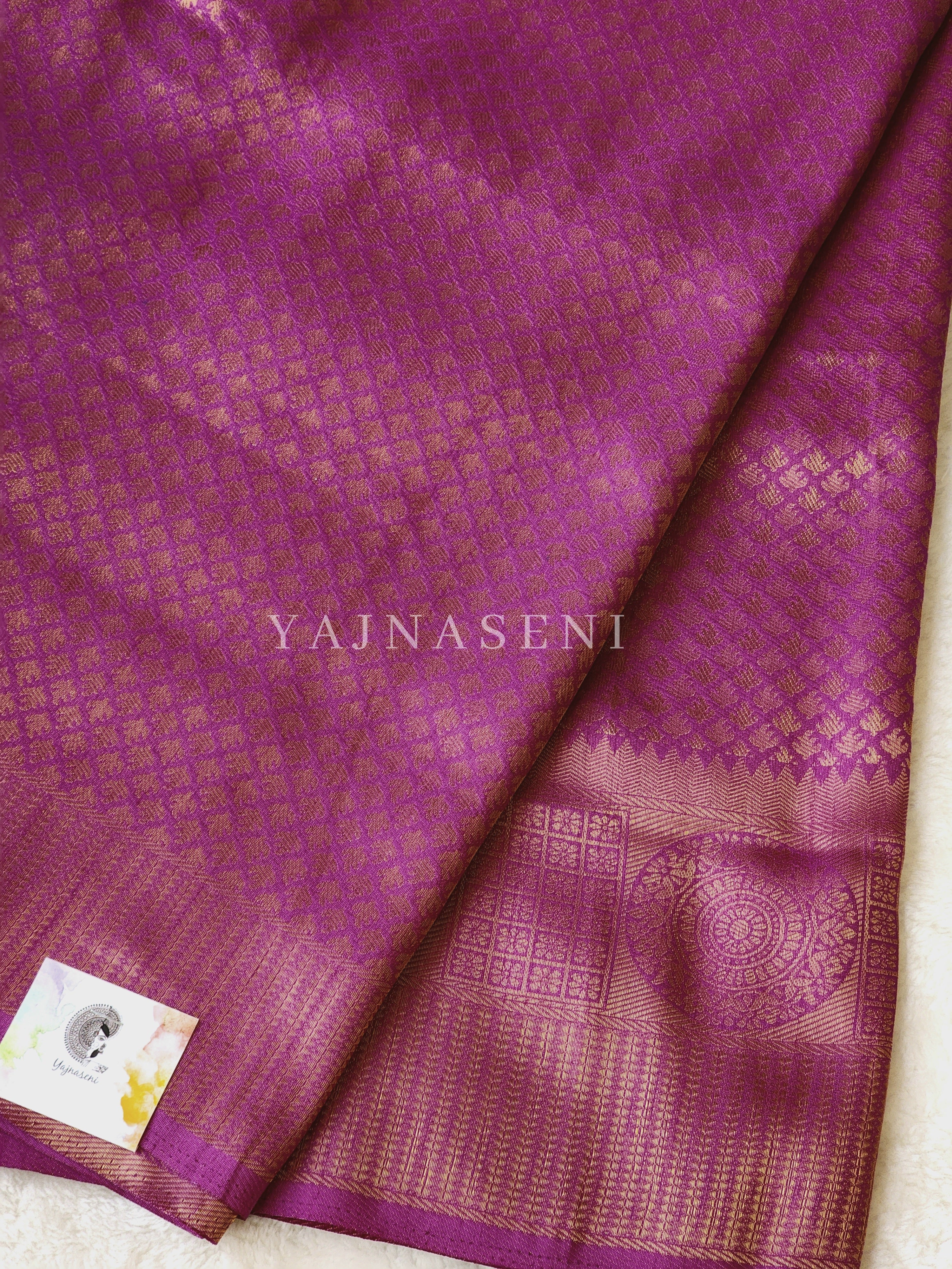 Banarasi Brocade Soft Silk Saree - Purple x Green