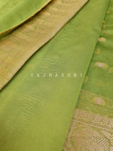 SilverGold Banarasi x SemiGeorgette Saree - Green