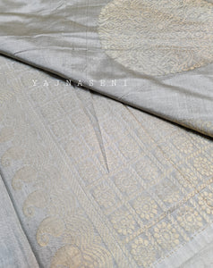 Soft Silk Borderless Mandala Saree - Ash