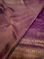 Load image into Gallery viewer, Soft Silk Copper Zari Saree - Purple (brocade , leaf)
